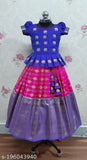 Soft silk lehenga and acrylic dupatta for kids, embellished with floral stitch, perfect for traditional events