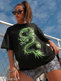 Black cotton oversized t shirt with graphic print