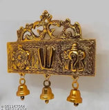 Gold-plated Tirupati Balaji Shankh Chakra Tilak with Hanuman ji Symbol II, 15cm Aluminium Wall Hanging - Vastu decor (Oxide metal, 18cm x 3cm x 15cm)