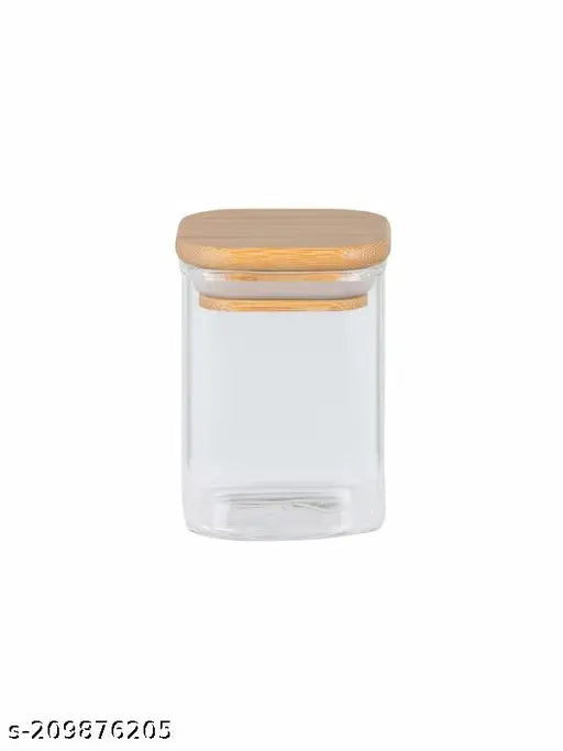 240 ml square spice storage containers with bamboo airtight lids, suitable for storing coffee beans, tea, sugar, herbs. Set of 6