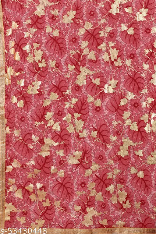 Maroon georgette foil printed saree with unstitched blouse