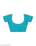 Turquoise satin saree with georgette blouse piece