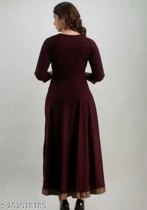 Rayon solid-colored Aagam attractive kurtis in sizes S-4XL, Indian women's fashion