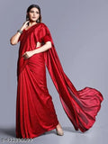 Red Georgette designer saree, embellished blouse, Vichitra Silk fabric - Bollywood-inspired Indian ethnic wear