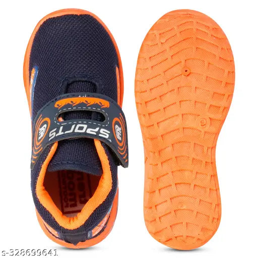 Orange and black sports shoe, spider branding, slip-on style