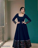 Rayon lace border dress, printed combo, long sleeves, women's fashion, Indian-made