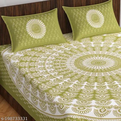 Pure cotton Jaipuri double bedsheet, vibrant ethnic motifs, soft & comfortable sleep, ideal for mild winter