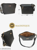 Black sling bag with gold hardware