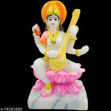 Multicolored marble Saraswati Maa idol, 75 inches tall, ideal for home temple and festival puja, home decor showpiece or gift item
