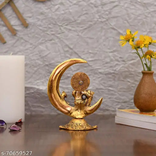 Gold-plated metal Krishna idol Murti statue, 10cmx6.5cmx15cm, Indian art for home puja decor or gifts