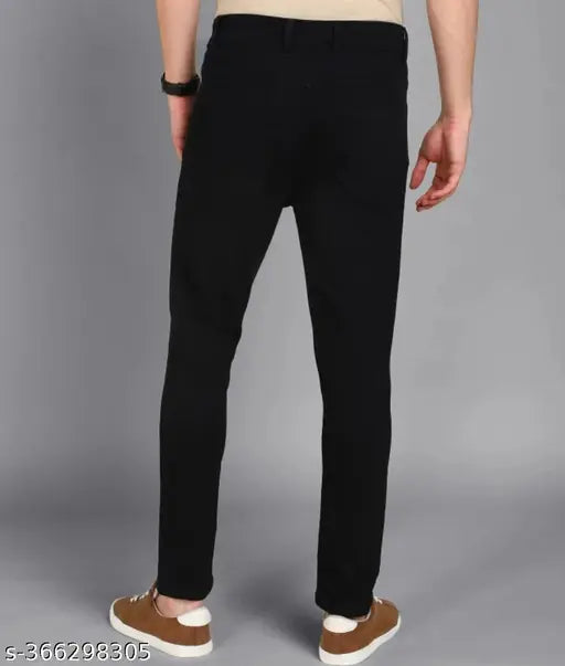 MOD Men plain black jeans RU34I - Solid cotton blend men's jeans, size 34 (waist 34in, length 41in, hip 38in) on display