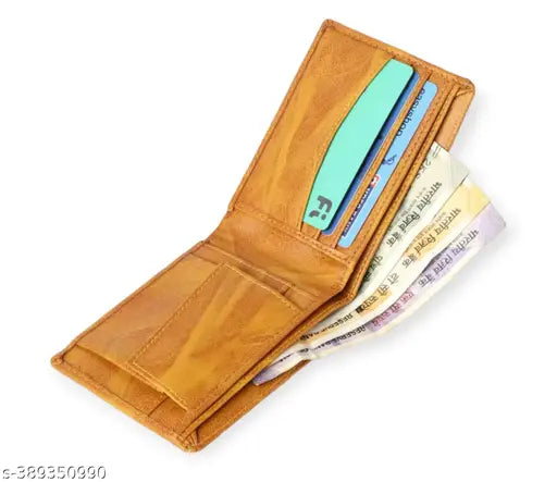 Faux leather bi-fold wallet, solid color, ample space for cards & cash, ideal for daily use