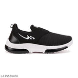 Black and white casual sports shoe with a pull tab