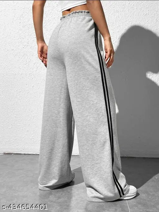 Black cotton striped jogger pants in grey, trendy casual wear for men or women