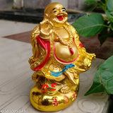 Brass Laughing Buddha figurine, 6cm tall, Feng Shui symbol of good luck and prosperity, Indian origin