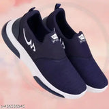 Blue sports sneaker with white sole and black laces