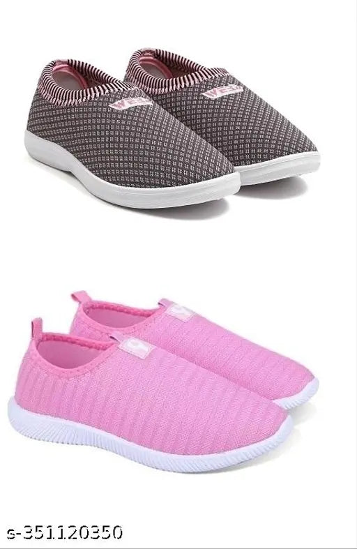 Embellished mesh slip-on sneakers combo for women, high quality and skin-friendly shoes, ideal for diabetic or orthopedic use in size IND-8