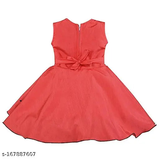 Red Kraft baby girl's knee-length dress with tie at back, size fe2798t