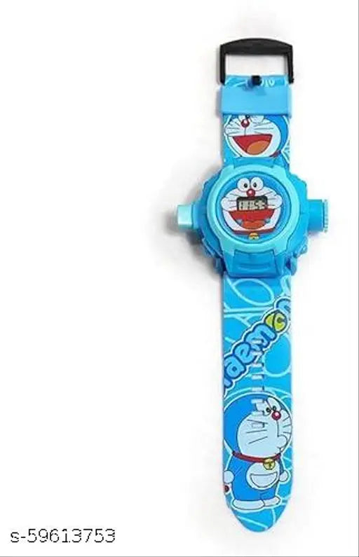 Boys watch with digital display, blue and silver color