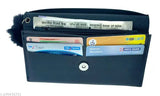 Black wallet with card slots, bank cards