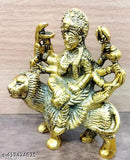 Golden metal Durga Maa Idol statue for puja decor, 10cmx8cmx11cm