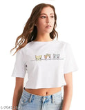 White Lycra short-sleeve women's t-shirt from GRECIILOOKS, features printed design. Ideal for casual wear in various sizes (XS-XXL)