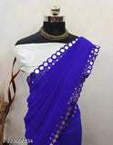Blue and white saree with embellishments
