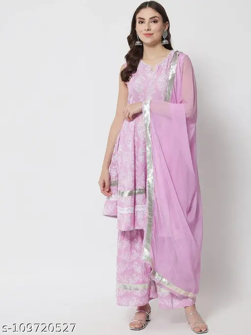 Pink dupatta set, women's fashionable wear