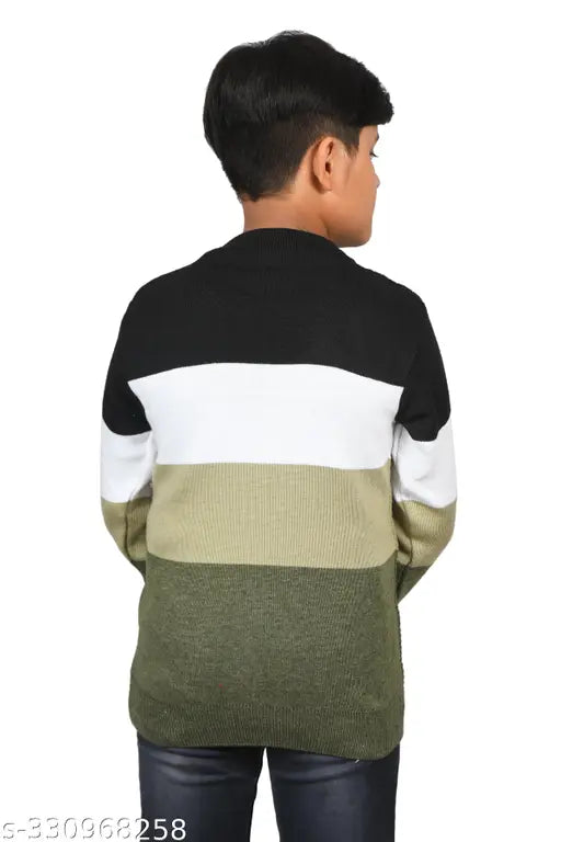 Woolen colorblocked sweater for kids winter season, 8-12 years, made in India
