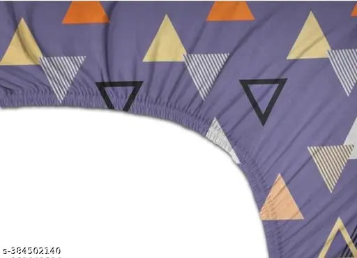 Geeta Enterprises® Premium geometric cotton fitted double bedsheet with 2 pillow covers, elastic finish for a neat fit on summer days