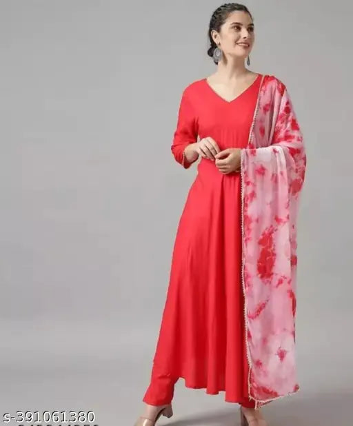 Rayon Indian gown, three-quarter sleeve solid net fashion for women in trending sizes XS-XXXL