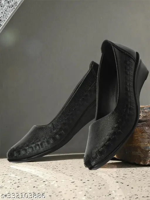 Synthetic T47-Black textured ballerinas for women's fashion, closed back design, under ₹1500, India origin