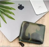 Brown two-fold, printed net, RFID-blocking men's wallet for travel or work, premium leather quality with 2 compartments and easy card access