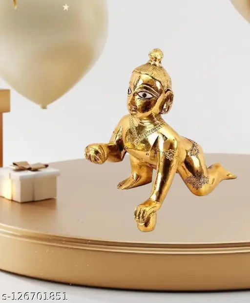 Metal Krishna Idol: Laddu Gopal Big Saez Medal, ideal for Janmashtami offerings