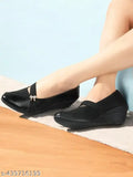 Black, synthetic leather, casual office shoe