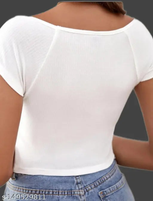 Women's cotton blend crop top, slim fit and high-quality stitching. Solid color, perfect for parties or casual wear. Made in India