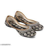 Synthetic leather Rajasthani embellished ballerina mojari, elegant and comfortable women's jutti handcrafted in India (size: IND-3, IND-4, IND-5, IND-6, IND-7, IND-8)