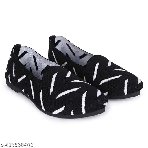 Black and white patterned phonolite bellies, womens party wear, casual women's sandals with comfortable sole and adjustable strap