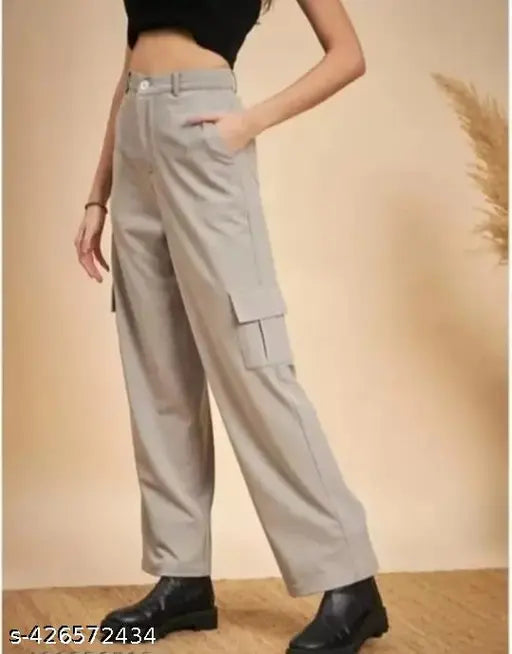 Women's khaki cargo pants with pockets