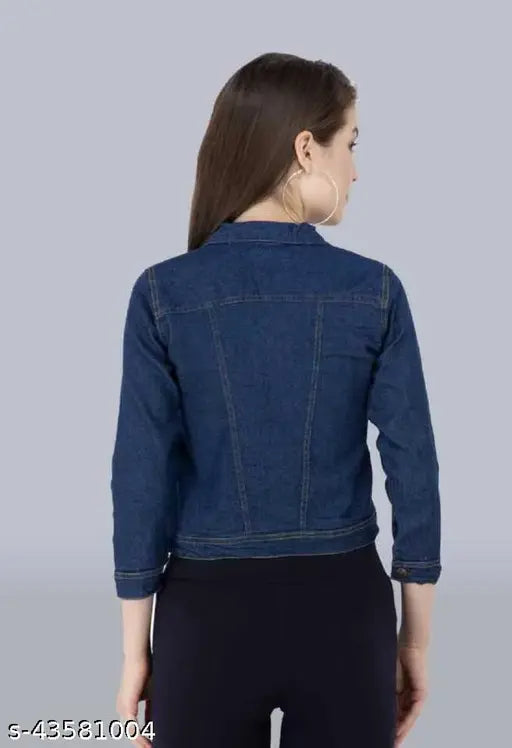 Denim 3/4th sleeve casual jacket, navy blue, by Saman Fashion Wear - Comfortable, stylish, perfect for everyday wear