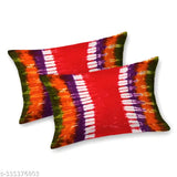 Red and white tie-dye cotton king size bedsheet with two matching pillow covers.