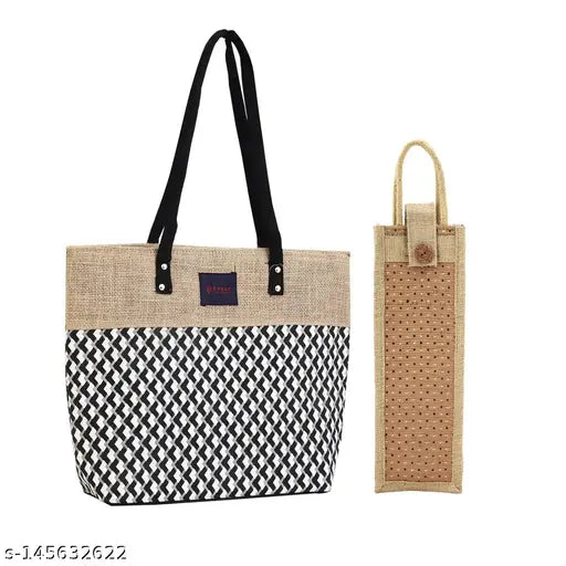 Women's shopping shoulder bag, lightweight, handcarry, with bottle cover