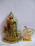 Lord Muruga polyresin God idol, 12CM tall with om stand and prasadam, Indian origin