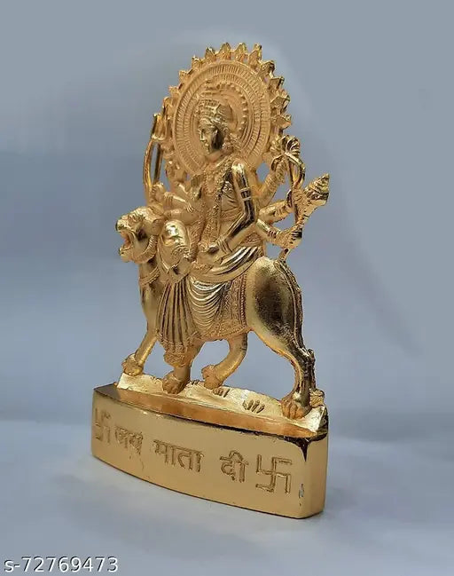 Gold-plated brass Sai Collection Durga Idol (5 inch), perfect for Temple and Home Decor during Navratri pooja or gifting, showcasing intricate detailing