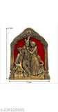 Metal Radha Krishna cow idol set for home, office, and gifting, size L x B x H - 17x2x21.5 cm
