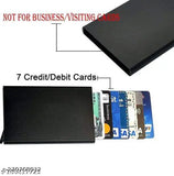 Solid metal business card holder, free size, holds 7 cards, India origin
