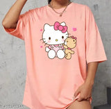Oversized trendy printed T-shirt for women and girls, pack of 2