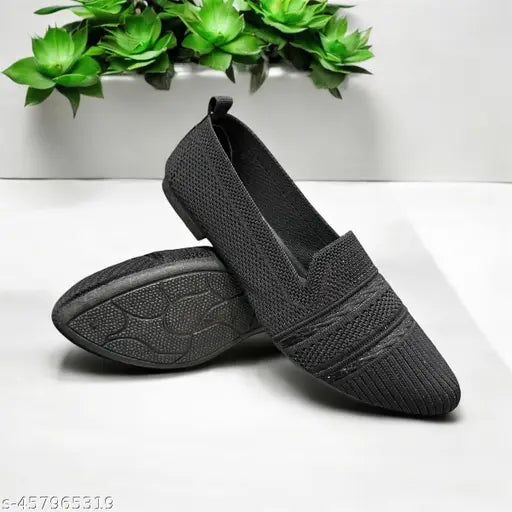 Black canvas slippers women's flat shoes comfortable casual footwear