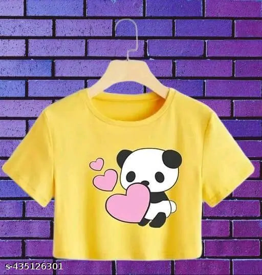 Short-sleeve printed cotton blend women's party T-shirt, vibrant design, various sizes available