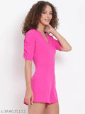 Pink polyester playsuit, solid color and regular fit for women, ideal for summer outfits, made in India